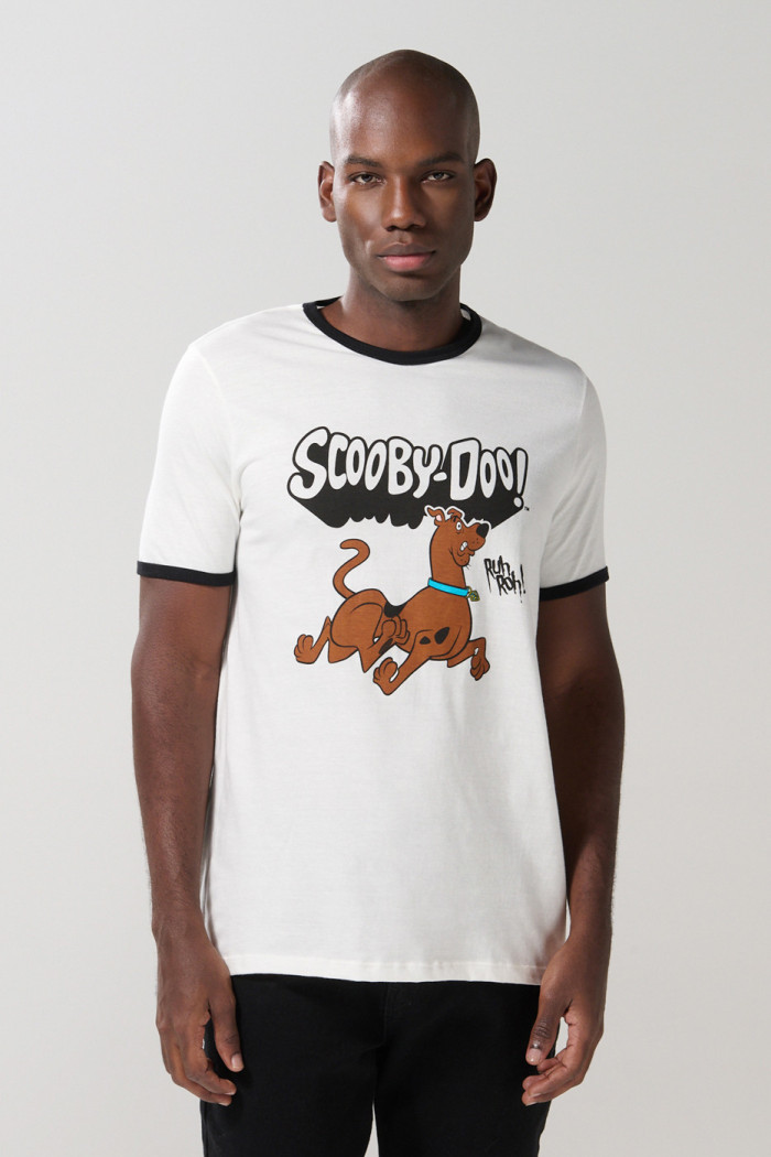 Camiseta de Scooby-Doo crema manga corta con contrastes