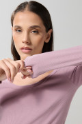 Camiseta manga larga unicolor con escote en U y texturas
