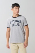 Camiseta college gris manga corta con contrastes