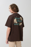 Camiseta oversize café de Mickey and Friends manga corta