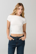 Camiseta manga corta acanalada unicolor ajustada