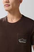 Camiseta unicolor manga corta con bolsillo y diseño marino