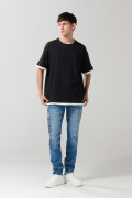 Camiseta unicolor manga corta con contrastes oversize