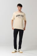 Camiseta en algodón manga corta kaki con arte college