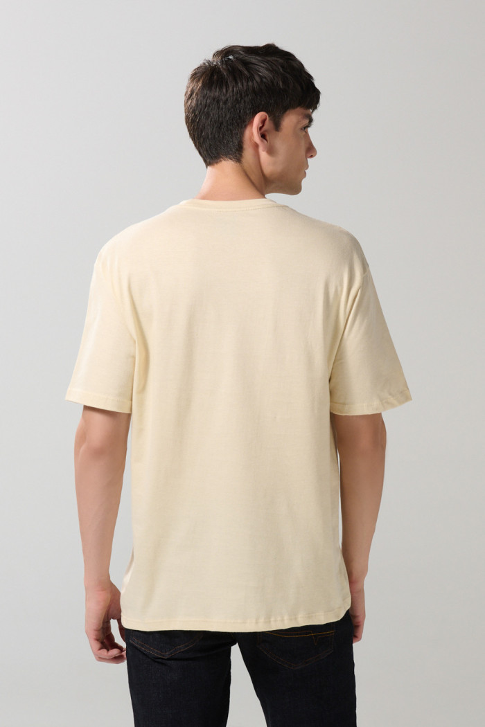 Camiseta en algodón manga corta kaki con arte college