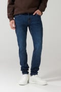 Jean azul oscuro skinny con cremallera y tiro bajo