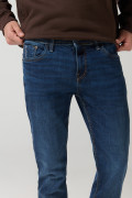 Jean azul oscuro skinny con cremallera y tiro bajo