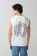 Camiseta manga sisa crema clara con artes college