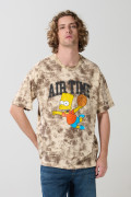 Camiseta manga corta oversize kaki tie dye de Los Simpson