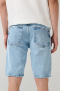 Bermuda azul clara slim en jean con rotos y cremallera