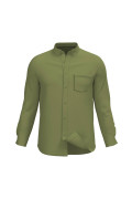 Camisa cuello button down unicolor en algodón con bolsillo