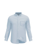 Camisa cuello button down unicolor en algodón con bolsillo