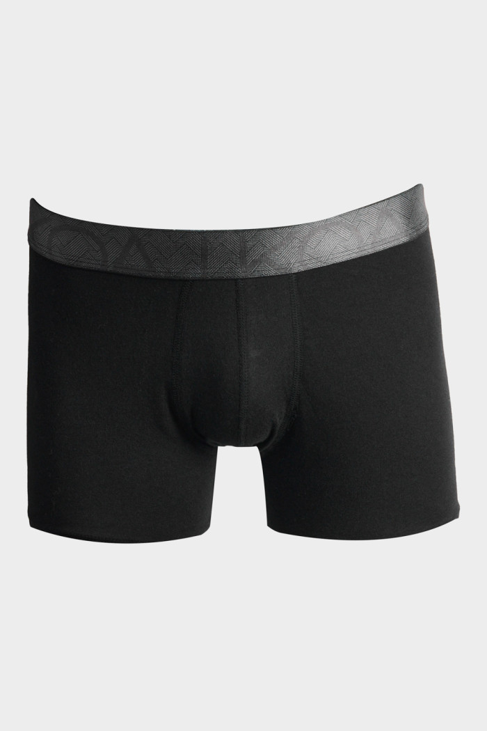 Bóxer en algodón negro brief-medio con cintura en contraste