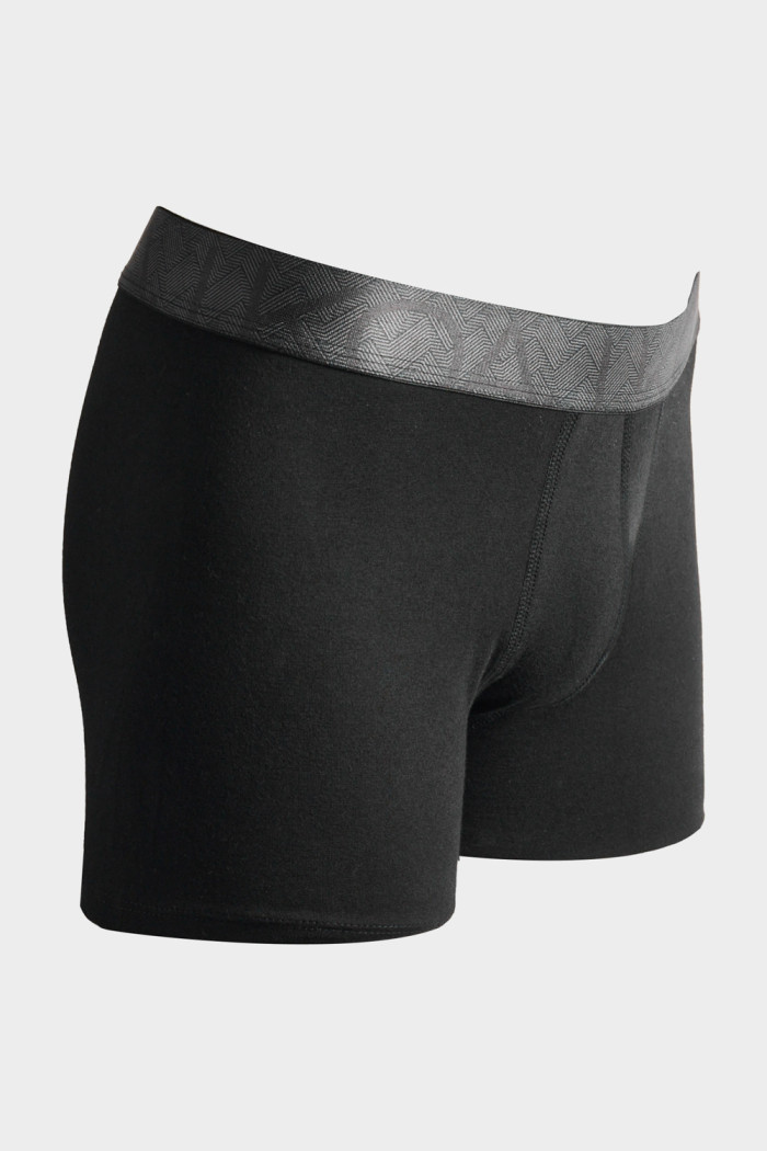 Bóxer en algodón negro brief-medio con cintura en contraste