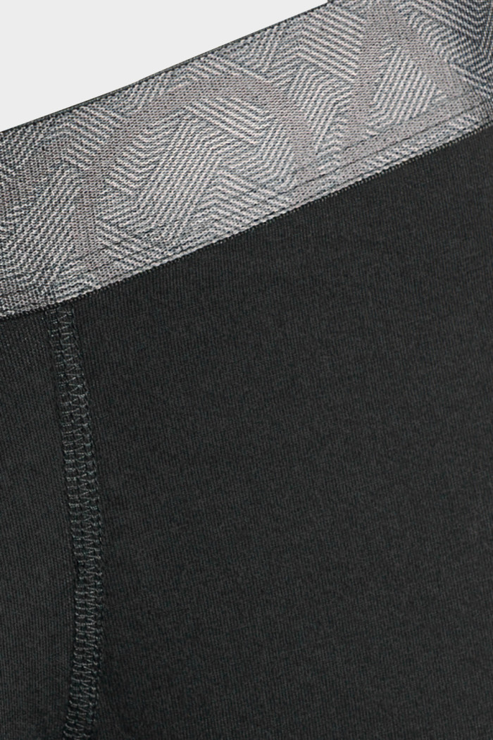 Bóxer en algodón negro brief-medio con cintura en contraste