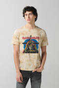 Camiseta kaki clara tie dye de Iron Maiden manga corta