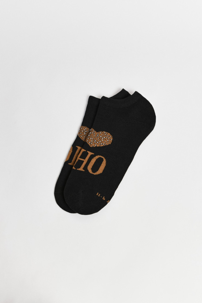 Medias unicolores tobilleras con motivos animal print