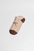 Medias kakis tobilleras con moño en animal print
