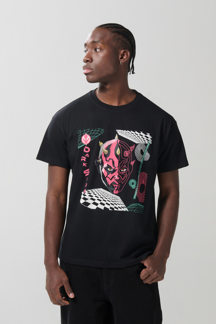 Camiseta negra de Star Wars en algodón manga corta

