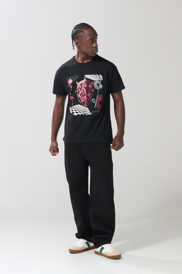 Camiseta negra de Star Wars en algodón manga corta
