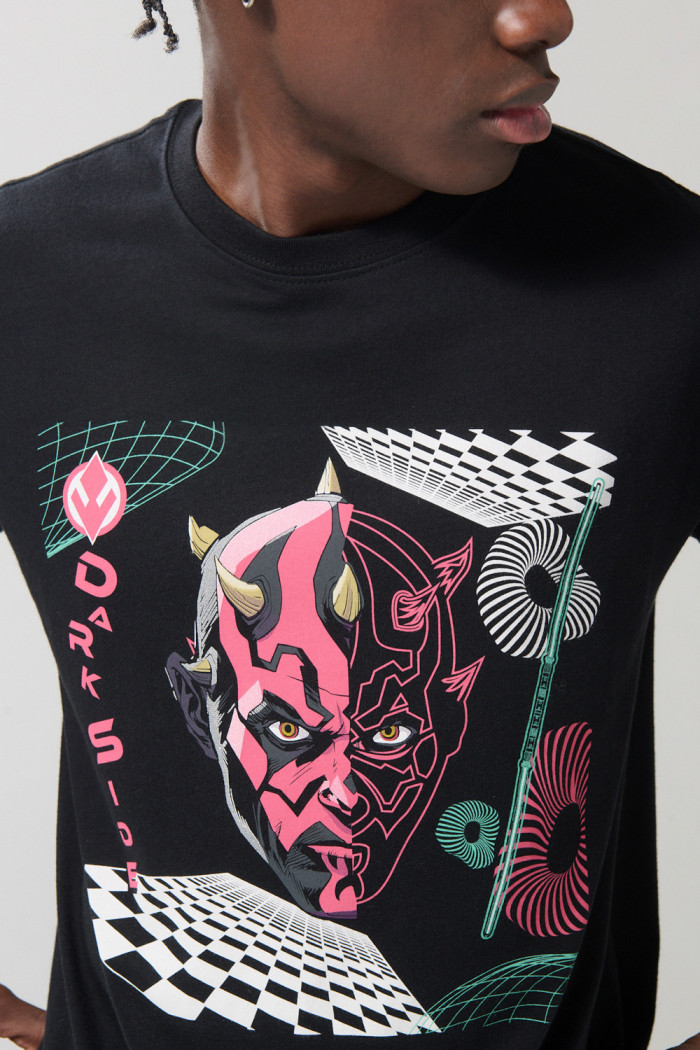 Camiseta negra de Star Wars en algodón manga corta
