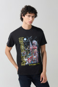 Camiseta negra manga corta con estampado de Iron Maiden