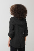 Chaqueta unicolor parka con cuello alto y capota