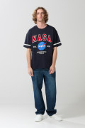Camiseta azul intensa de NASA oversize manga corta