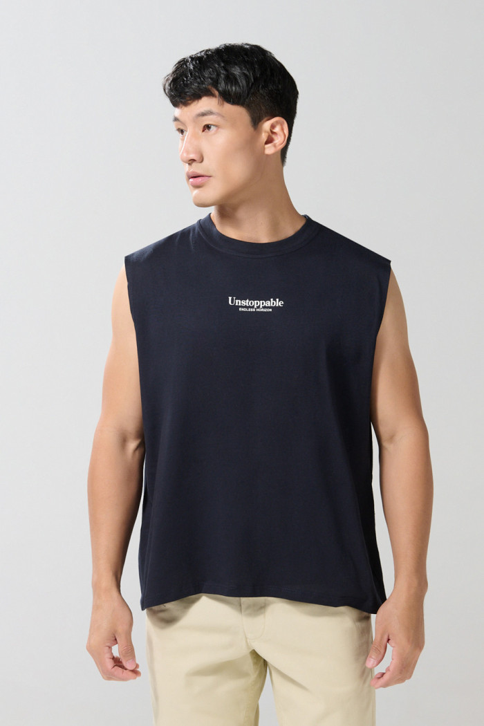 Camiseta manga sisa unicolor oversize con arte de playa