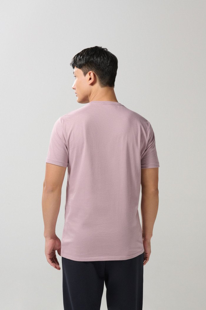 Camiseta ajustada en algodón unicolor con manga corta