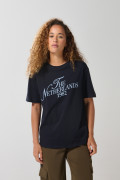 Camiseta azul cuello redondo en algodón con arte college