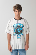 Camiseta crema a rayas oversize manga corta de Harry Potter
