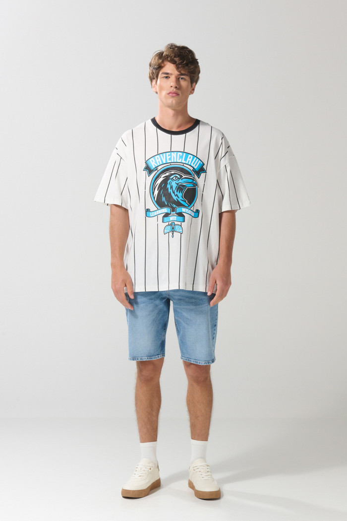 Camiseta crema a rayas oversize manga corta de Harry Potter