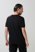 Camiseta en algodón negra manga corta ajustada