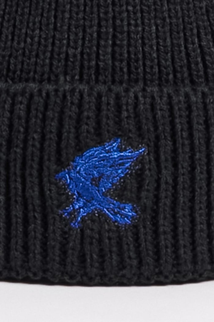 Gorro tejido azul oscuro con bordado de Harry Potter