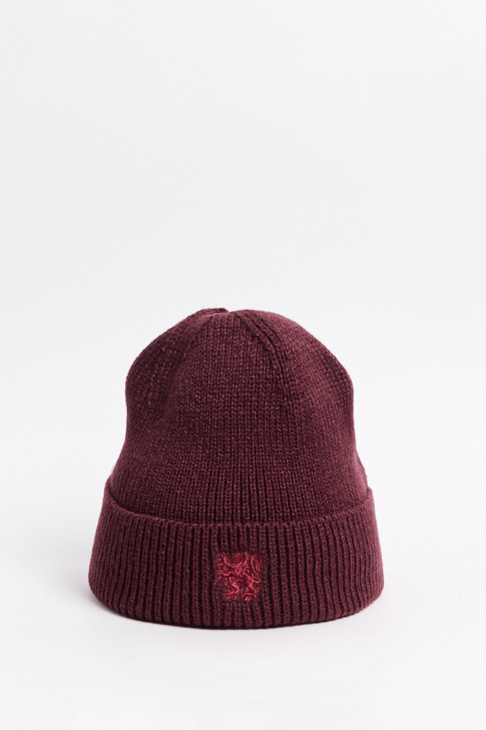 Gorro rojo oscuro tejido con bordado de Harry Potter