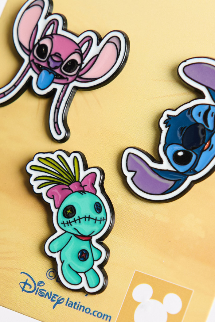 Set de pines unicolores X3 metálicos de Lilo & Stitch