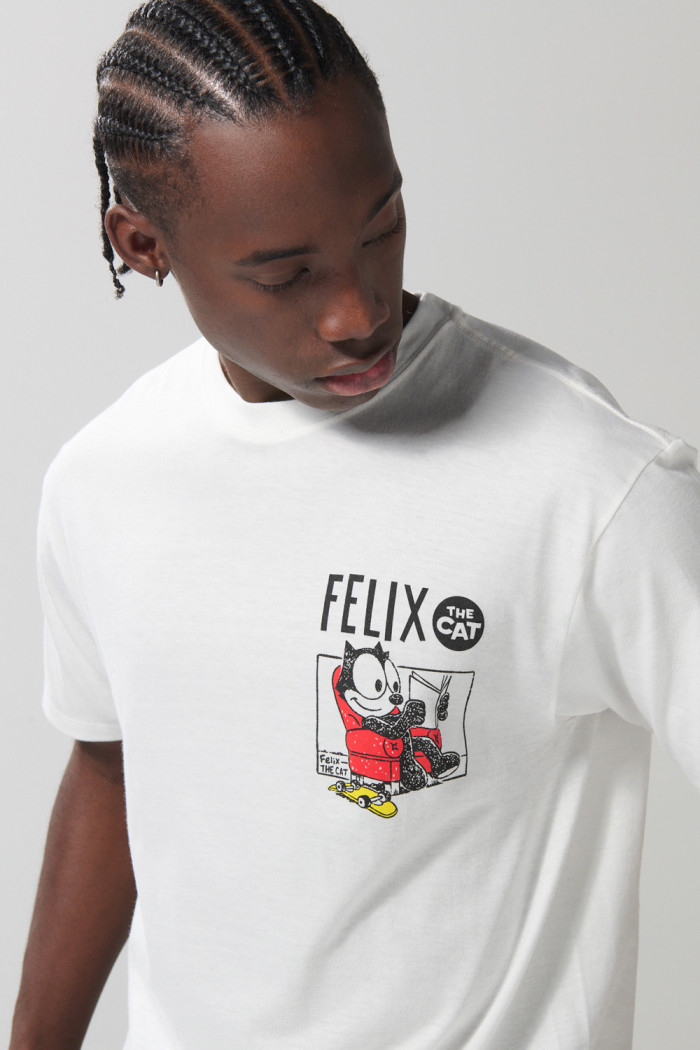 Camiseta crema manga corta con estampado de Félix el Gato