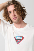 Camiseta oversize crema manga corta de Superman