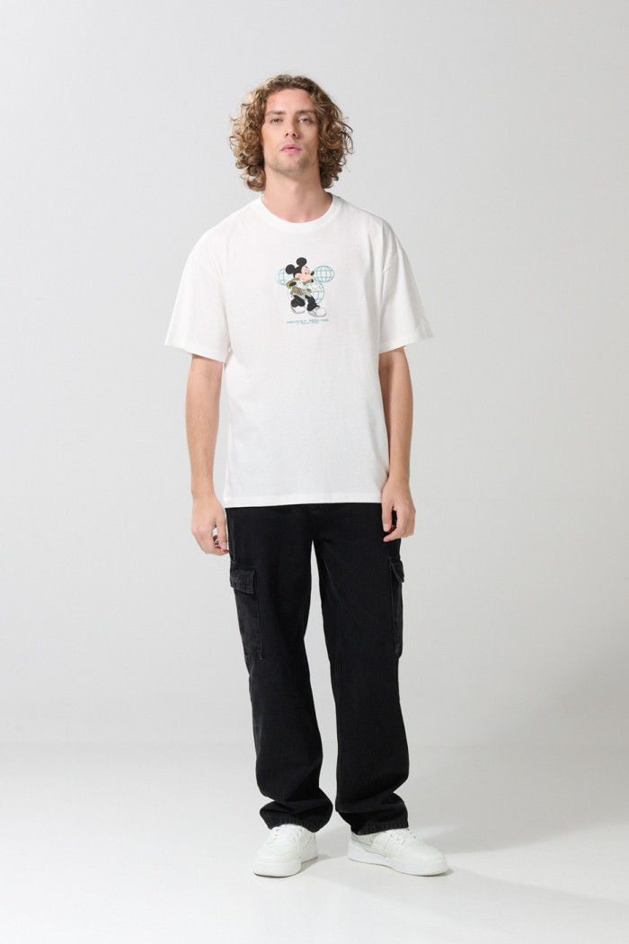 Camiseta oversize crema manga corta de Mickey and Friends