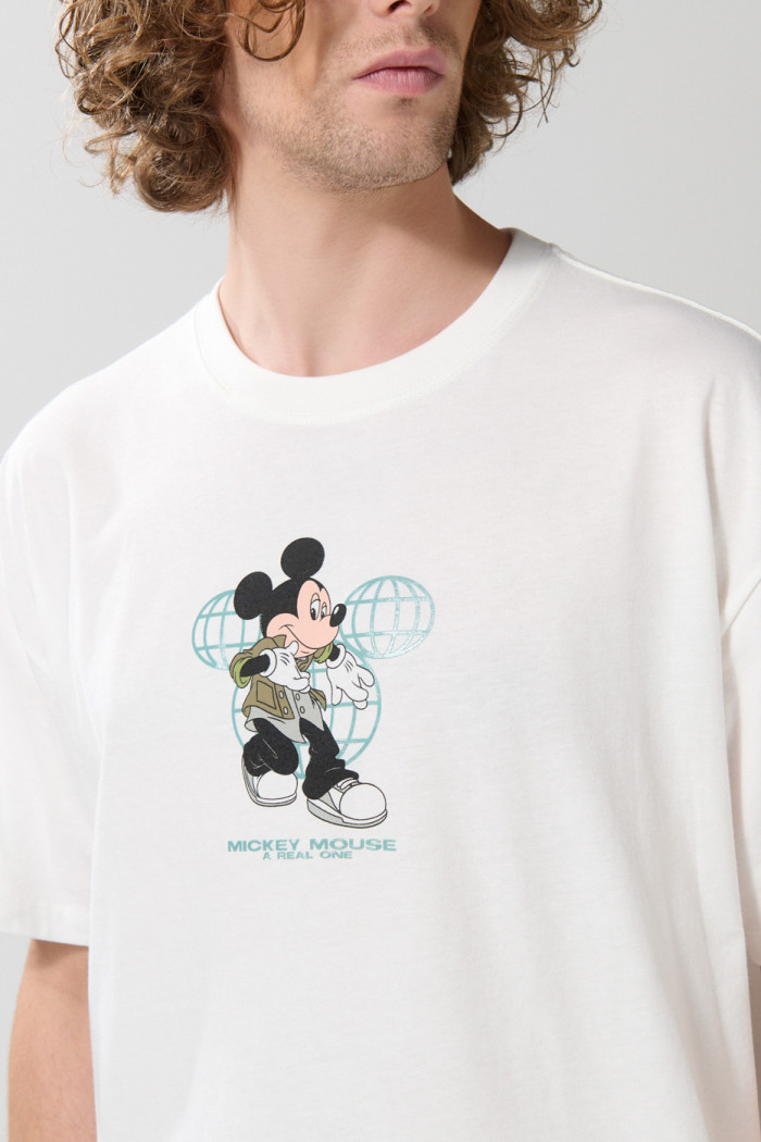Camiseta oversize crema manga corta de Mickey and Friends