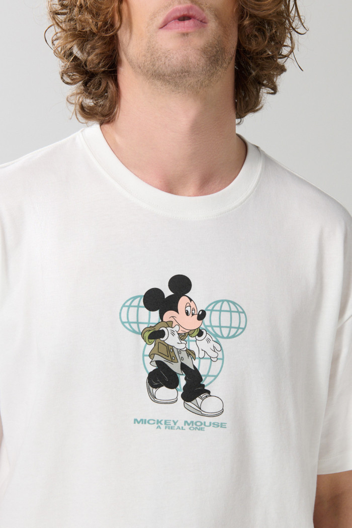 Camiseta oversize crema manga corta de Mickey and Friends