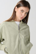 Chaqueta unicolor bomber liviana con cremallera