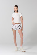 Short tiro medio crema claro con estampado de Mafalda