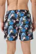 Bermuda negra playera con estampados y tiro bajo