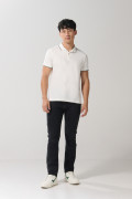 Camiseta polo unicolor con manga corta y aberturas