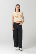 Camiseta de Harry Potter kaki cuello redondo con abertura