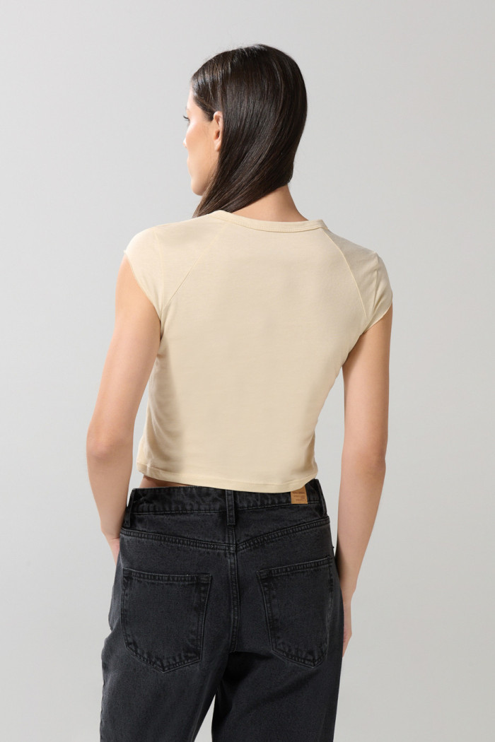 Camiseta de Harry Potter kaki cuello redondo con abertura