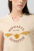Camiseta de Harry Potter kaki cuello redondo con abertura