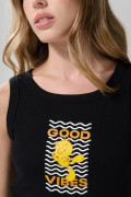 Camiseta manga sisa negra con arte de Looney Tunes